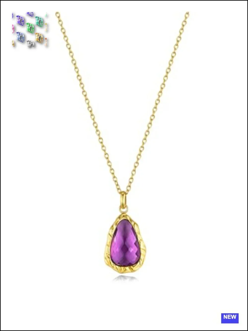 18K Gold Plated Teardrop Pendant Necklace with CZ